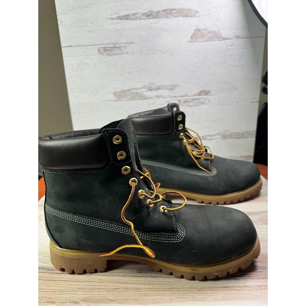 Timberland 6 Inch Premium Waterproof Boots Mens 12W BlackLeather Custom Mono KHH
